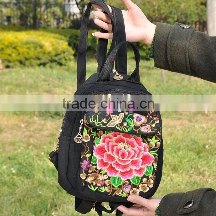 Delicate ethnic embroidery girls' backpack bag/Ladies shoulder bag fashion canvas beauty bags backpack