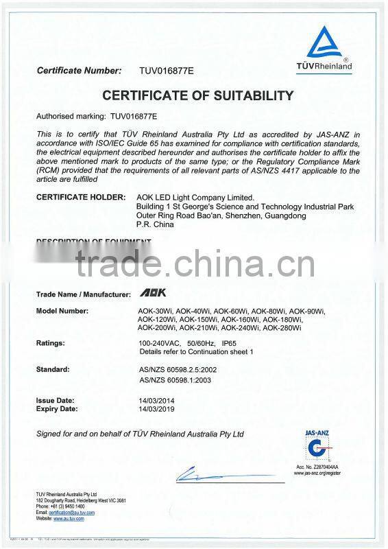 2015 Latest Design SAA CB UL TUV Approval 30W White Color High Bay Light