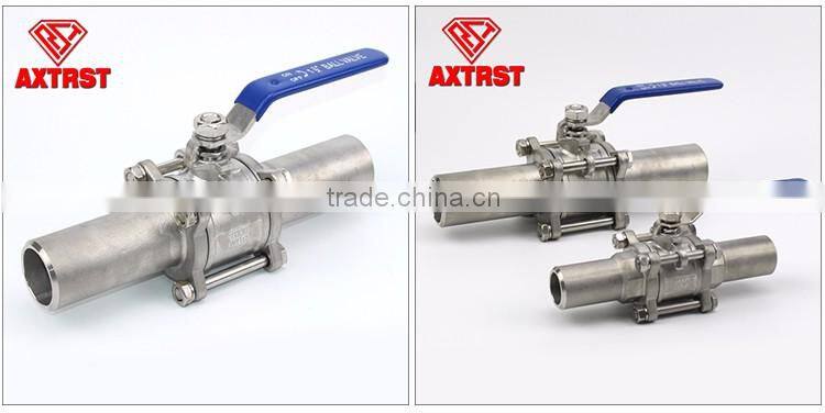 3pc extended welding floating ball valve with handles