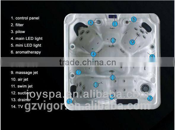 2015 factory acrylic european design spa,balboa hot tub spa,square hot tub spa
