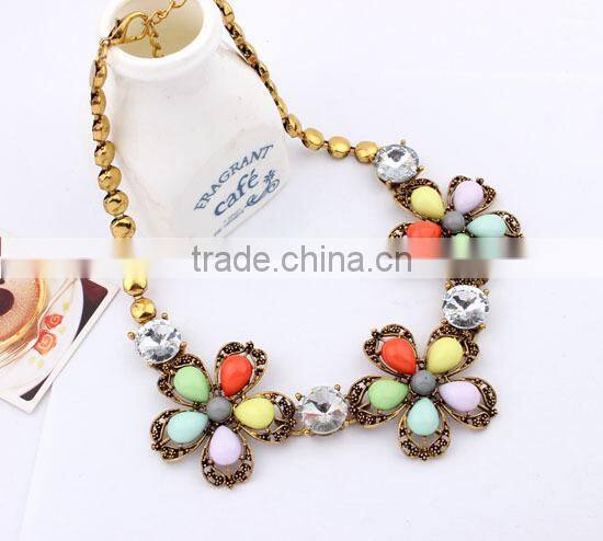 Multicolor Metal Flower Vintage Choker Pendant Statement Necklace Women Necklaces & Pendants Fashion Necklaces for Women 2014