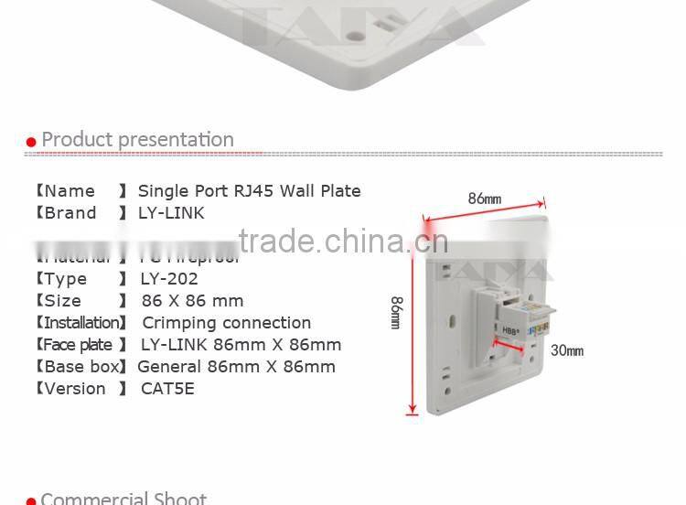 Singel Port CAT5 RJ45 wall plate support customization