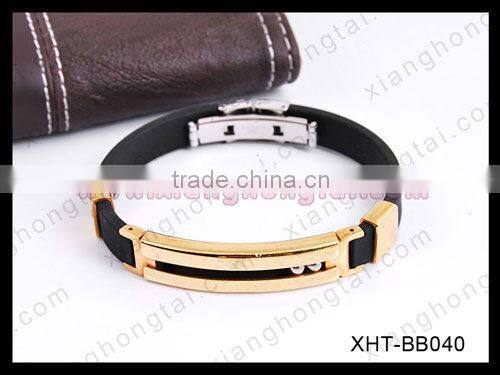 Top Quality Silicone Bracelet with Metal, personalized silicone bracelets