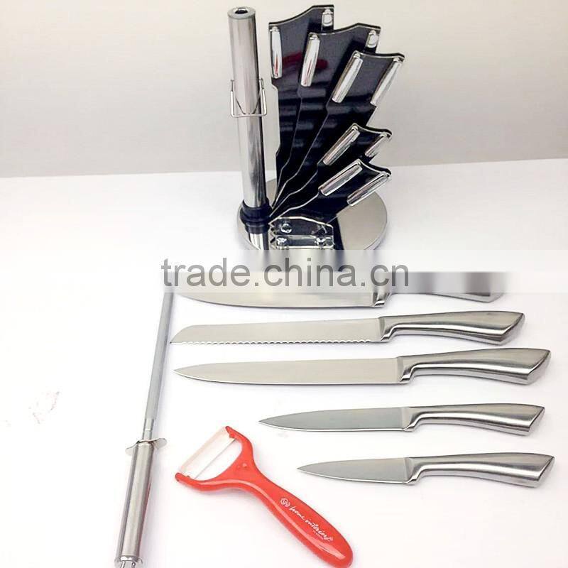 High Quality 8-piece stainless steel kitchen knives set with Revolve Acrylic Block KC-9130
