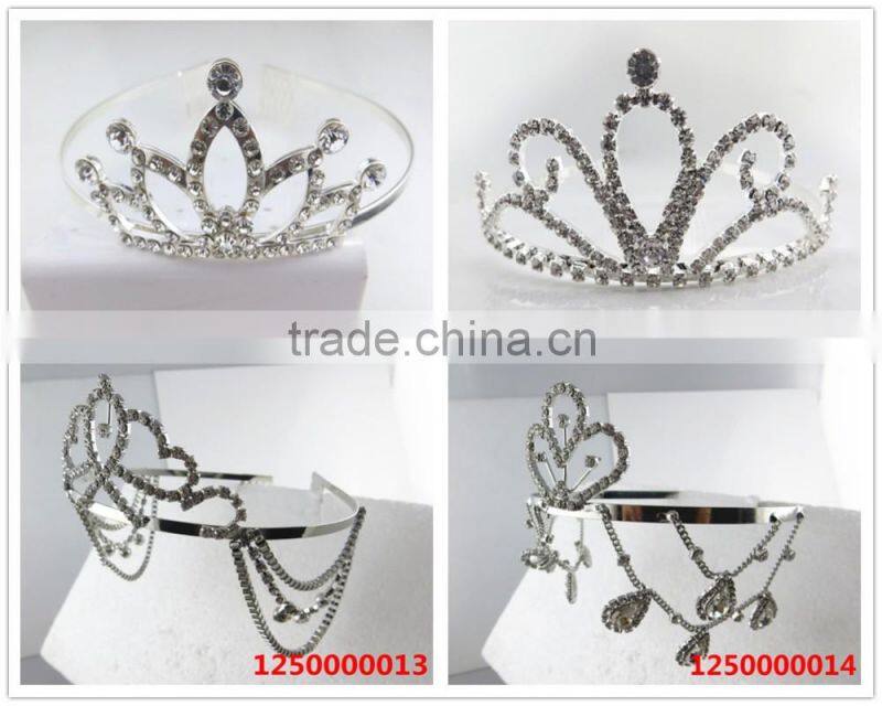 Luxury style big glass heat stone wedding cheap tiara