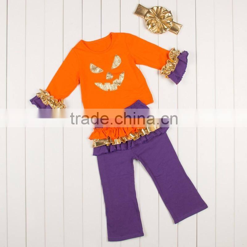 Christmas tree Children Boutique Clothing Sets Girls Christmas outfit Days Outfits Kids Clothes For Santa Sequin Gold Ruffles