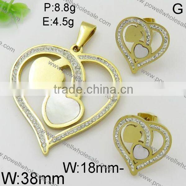 Latest pretty heart style gold 24k jewelry set