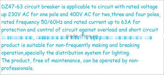 mini circuit breaker with transparent cover DZ47-63 1P 6-32A