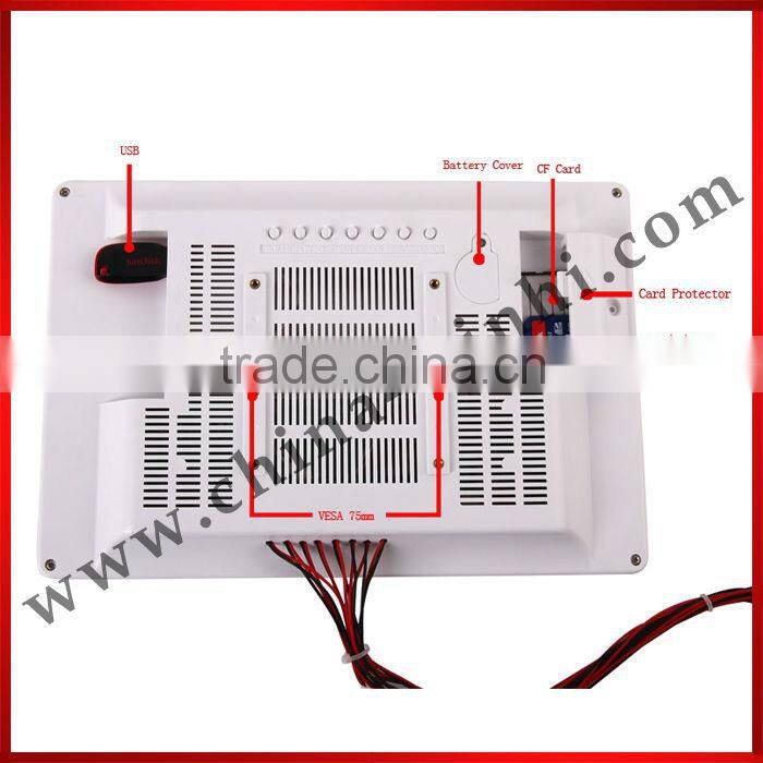 10.2inch TFT LCd Monitor Restaurant USB SD CF External Push Button Panel Display LCD TV with Memory Card Slot Advertising Player