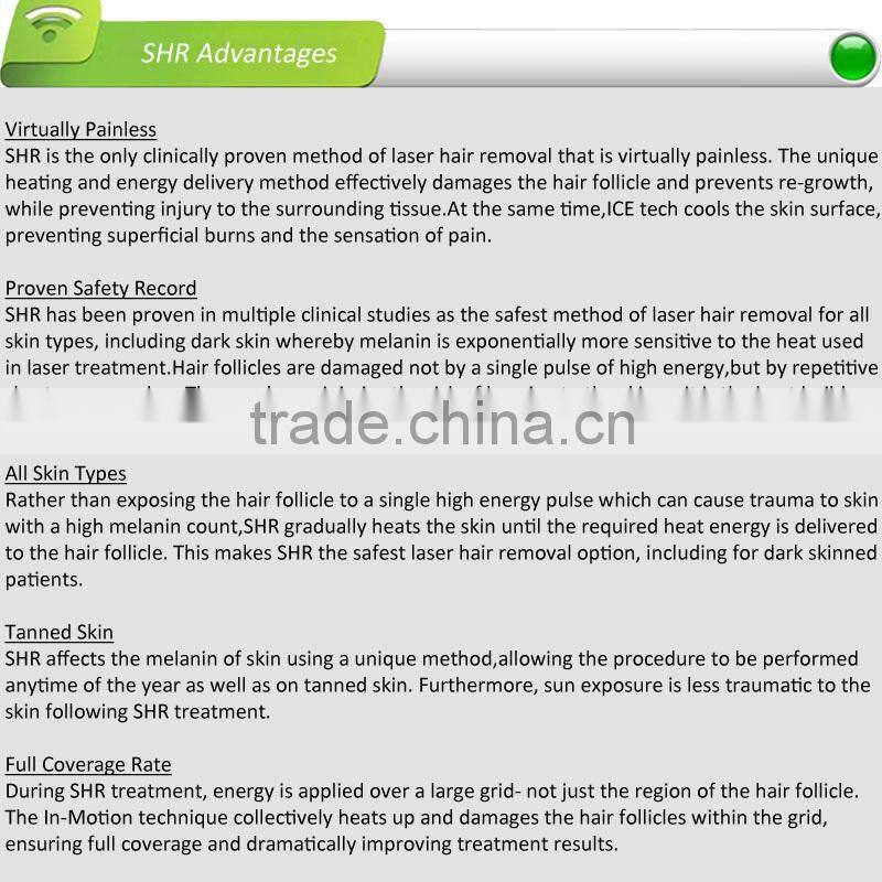 SHR,Portable SHR + E - light + IPL + RF hair removal Machine with Medical CE