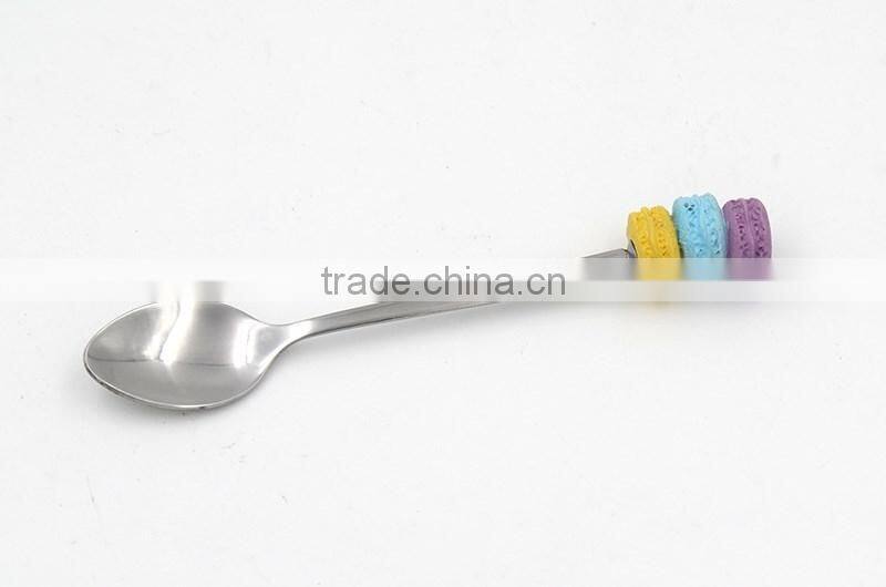 Purple blue red colored macaron design fruit spoon