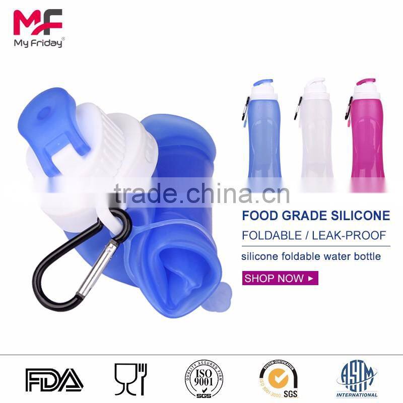 Silicone Foldable Water Bottle 550ml Outdoor Running Hiking