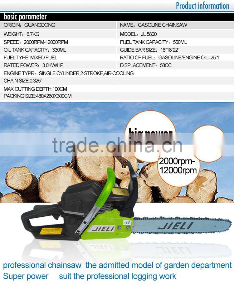 5800 58cc gasoline gasolin chain saw poulan dolmar chainsaw top pole long handle chain saw steel mini chainsaw for sale