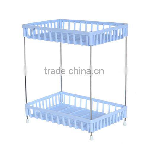 Blue rectangle 2 Tier Two Layer Plastic Plate Cutlery Dish Draining Rack