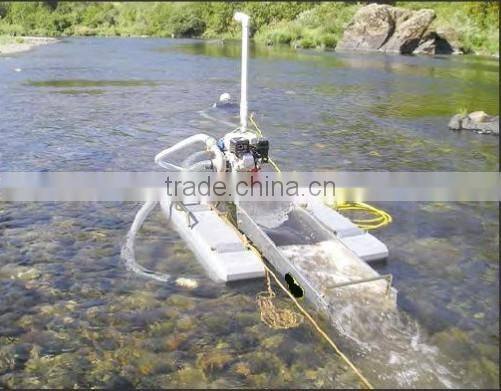 Profession make mini dredge for gold used in small river
