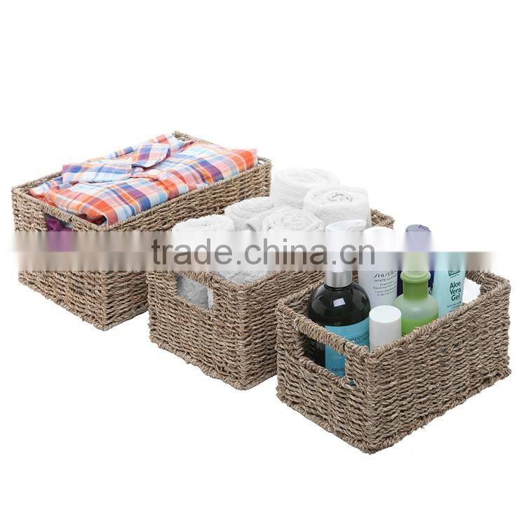 Home or hotel towel and shower gel storage tool seagrass woven bathroom basket