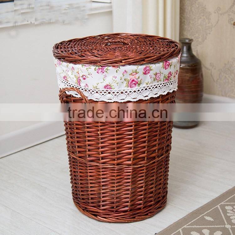 S&D handweaved washable plastic rattan laundry basket for hotel hamper basket