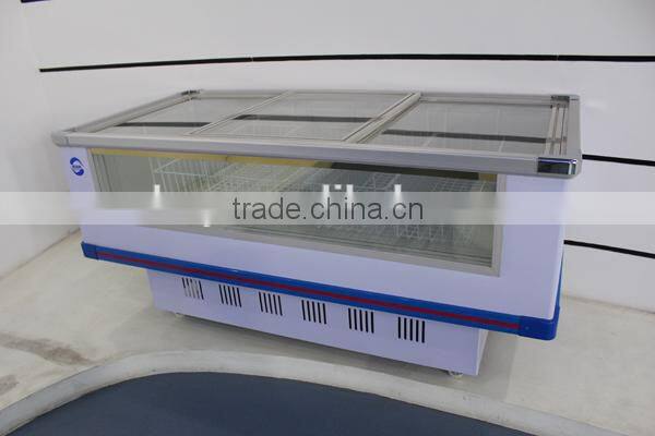 Supermarket top glass upright freezer showcase