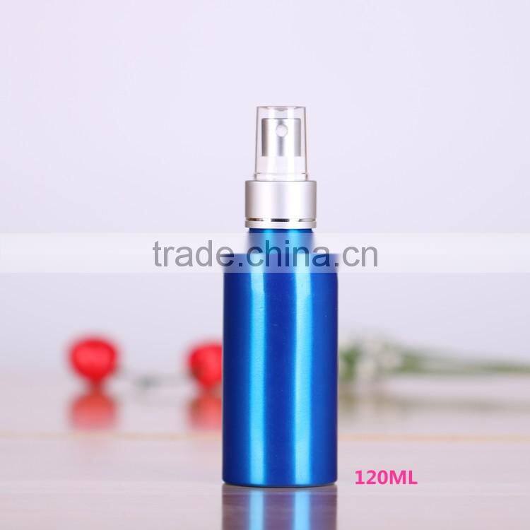 Wholesale 30-500ml blue aluminum perfume bottles,aluminum mist spray bottle with cap for cosmetic packaging