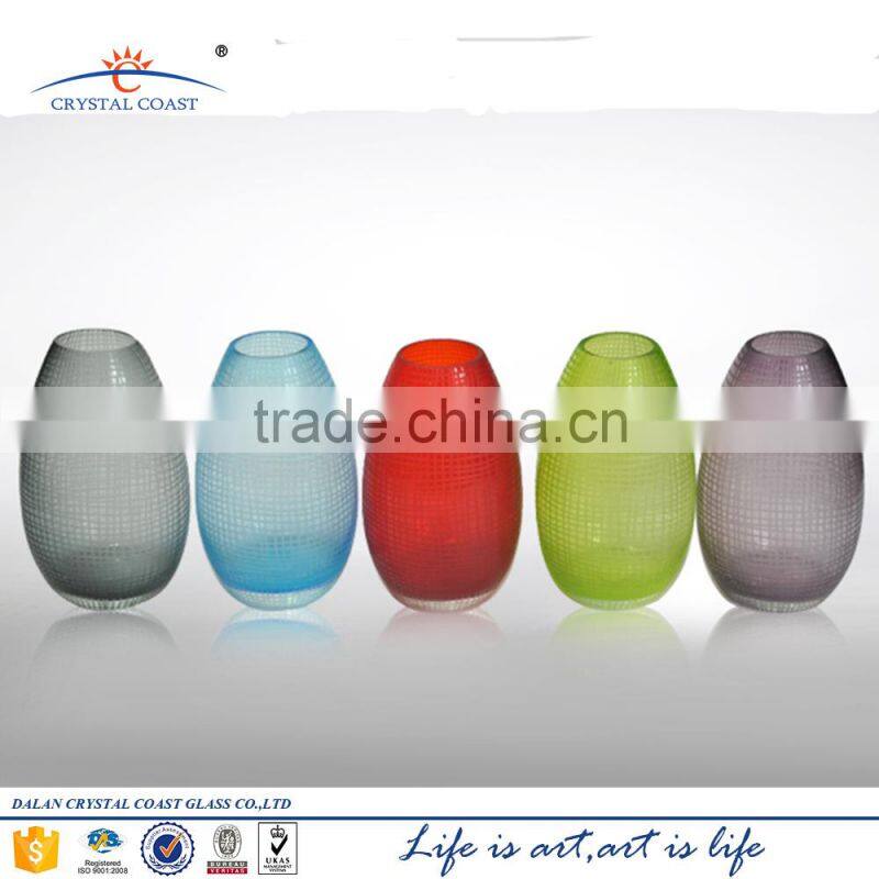 Wholesale mini blown mosaic glass flower container vase of crystal