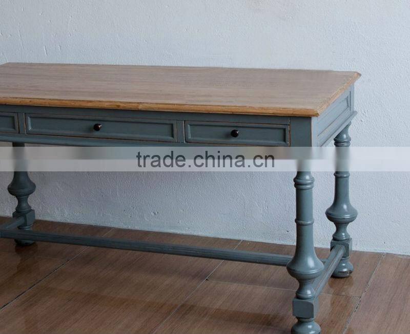 Spanish style wooden rectangular living room console table with antique finishing workmanship