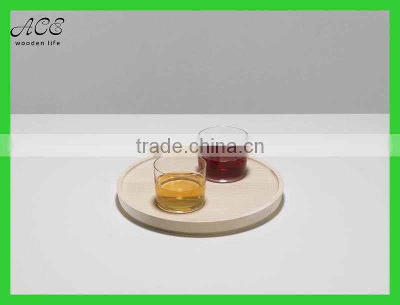 Round shape wooden serving tray