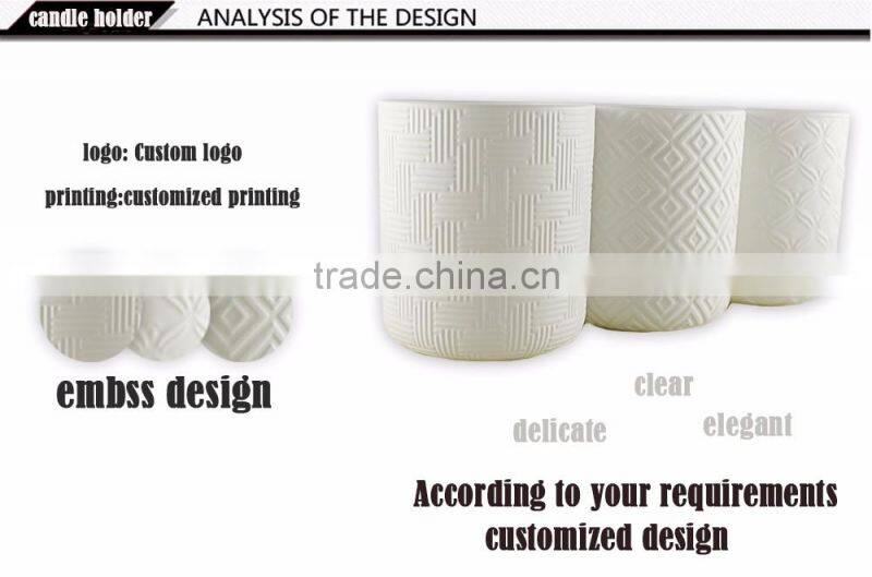 Custom design emboss ceramic Candle holder,tea Light Candlestick