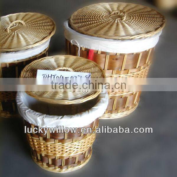 wood&wicker multifunctional basket with lid for big hotel