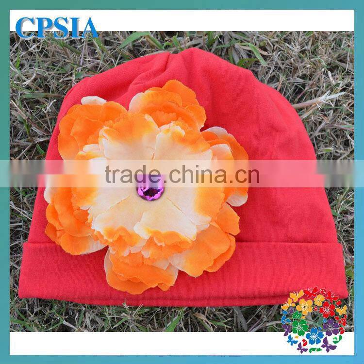 Wholesale organic cotton beanies with daisy flower for infant and toddle
