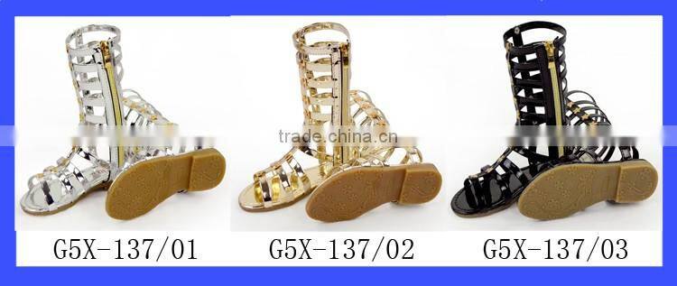 Wholesale Summer Girls Boutique Sandrals Zip Up Black Shoes Children