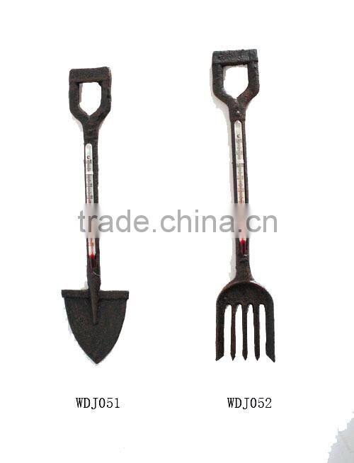 antique cast iron spade indoor home decoration wall thermometer