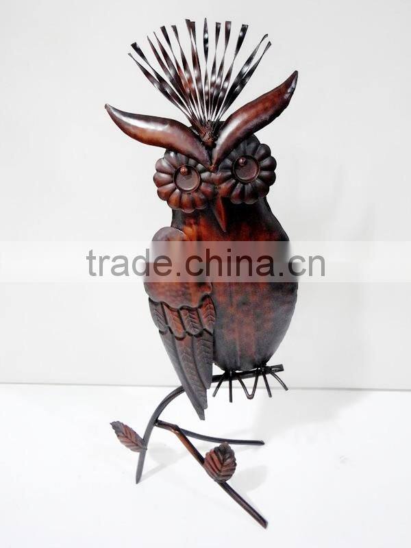 Shinning antique metal owl ornament decoration