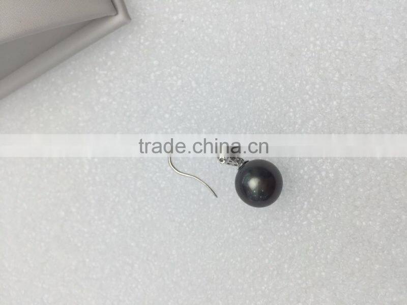 Modern Designs 11-12mm Black Tahitian Pearl Earrings