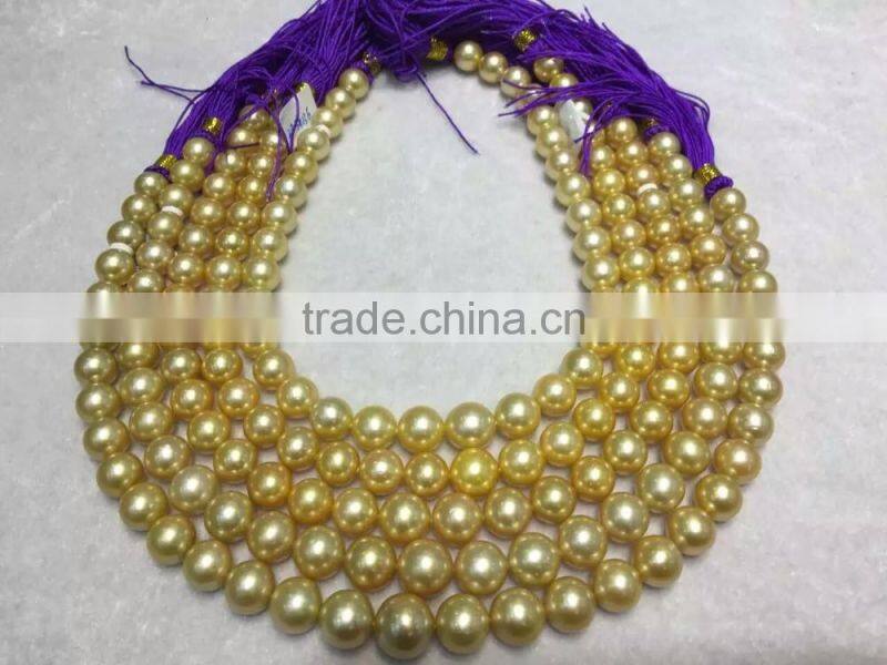 Genuine 13-14mm Golden South Sea Pearl Strands