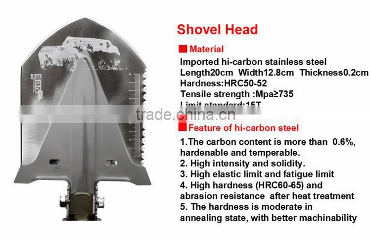 New Idea Outdoor Jeep Tools Shovel with Tactical Led Flashlight Knife Axe and Hoe Functions