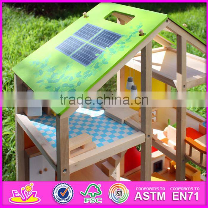 2016 new design baby wooden doll house toy, top fashion kids wooden doll house toy, lovely wooden doll house toy W06A158