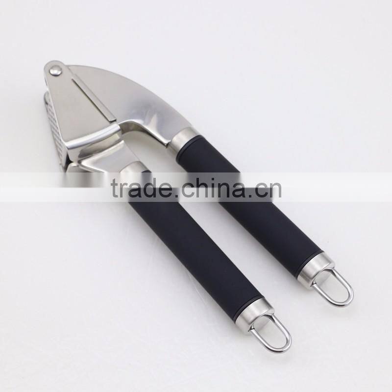 Hot Sale Rubber Handle Stainless Steel Garlic Press with Garlic Peeler