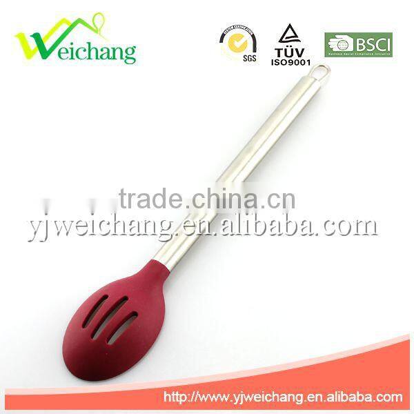 WCE247G Premium Silicone utensils slotted spoon Cooking Utensil Gadgets Set with S.S. handle