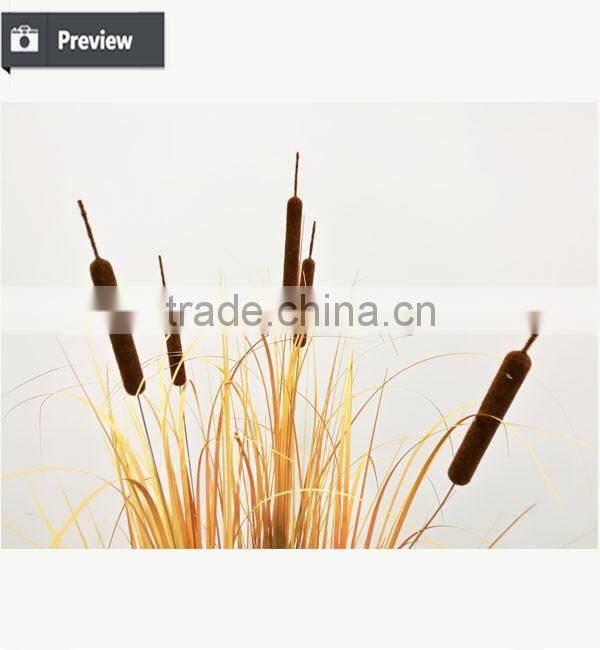 Dongugan Factory Direct Sale Artificial Grass Onion Grass with Cattails in Pot Synthetic Potted Grass Pots Plant