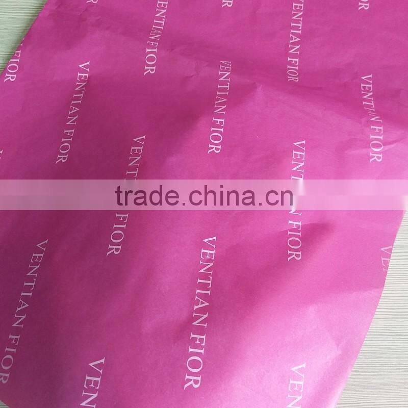 Customized pink tissue paper with different color logo