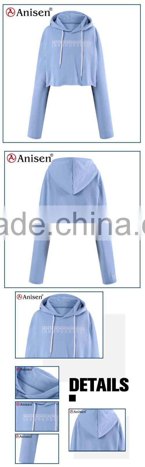 oem service custom 100% cotton fleece women short hoodies