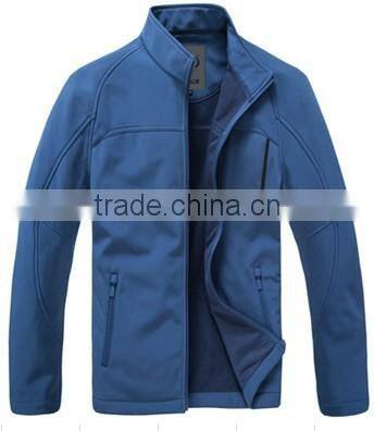 Men blue outdoor softshell jacket custom design