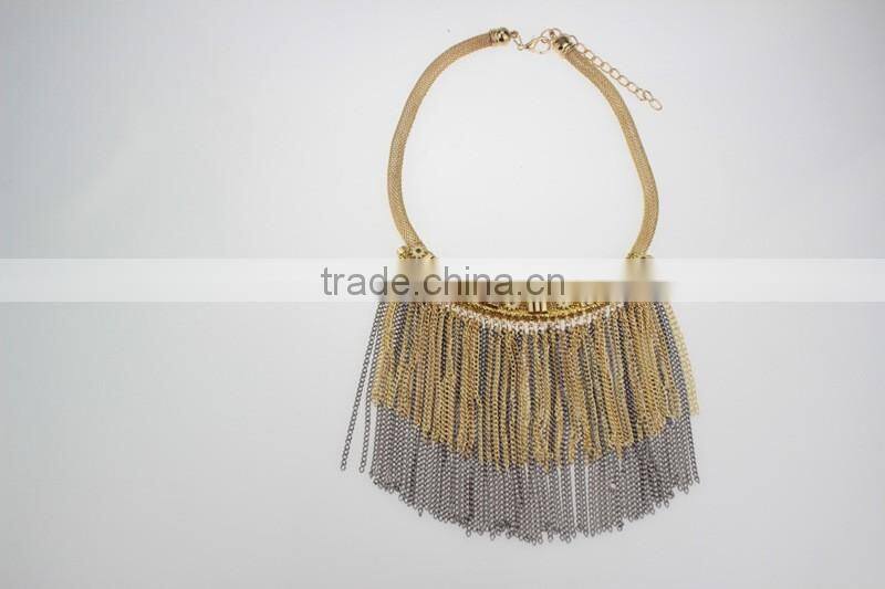 Baroque style metal chain tassel ethnic necklace jewelry for women
