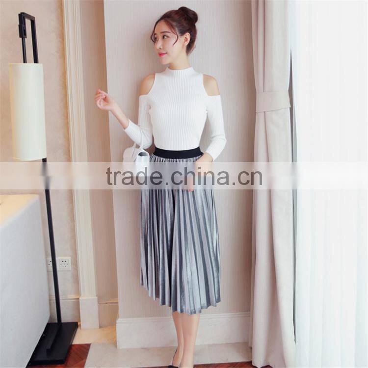 2017 latest popular women's clothing Velvet tall waist long skirts for ladies