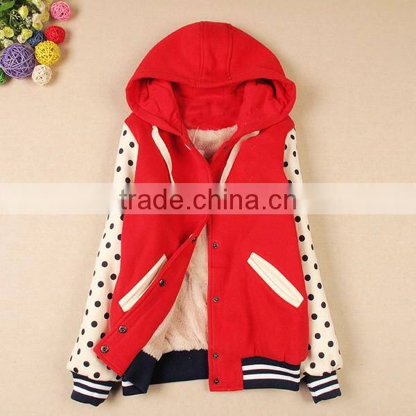 Girls fashion design printed thicken zipper sweatshirts