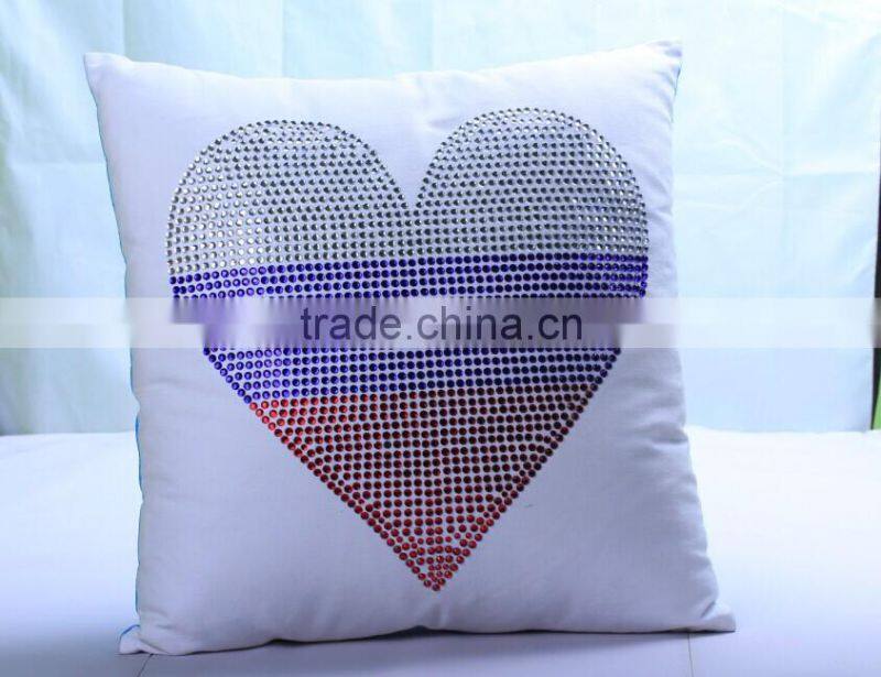 Hot Sell Fashion Cotton Plain Throw Pillow Case Custom Printing And Rhinestone Design Cushion Covers Decorative Car