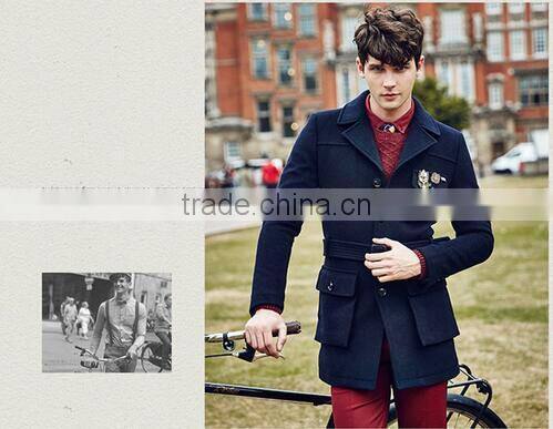 Young fashion winter wool men long coat design