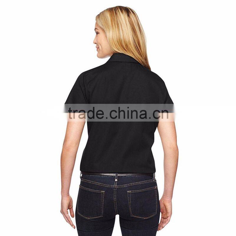 women office working clothes short sleeve polo shirt ladies work uniform style made in china