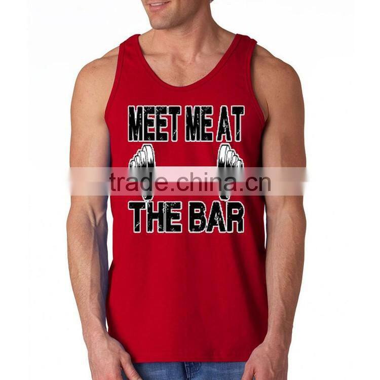 Custom Fashion Design Printed Wholesale Mens 100% Cotton Gym Tank Top