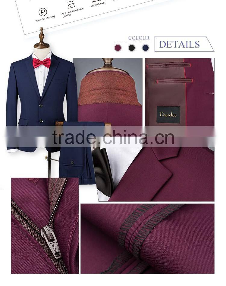2016 new fashion Daynoliao 2 pieces wholesale suits offical business Red/Blue/Black men suits for wedding